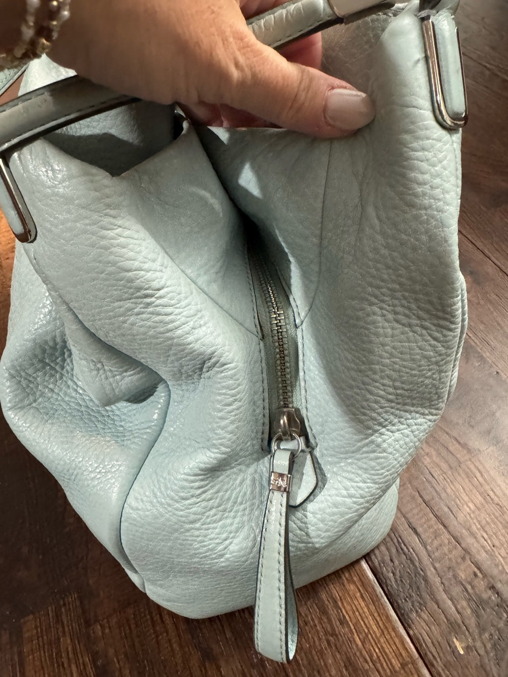 Coach Pebbled Leather Hobo Bag in Light Blue - Picture 9 of 15